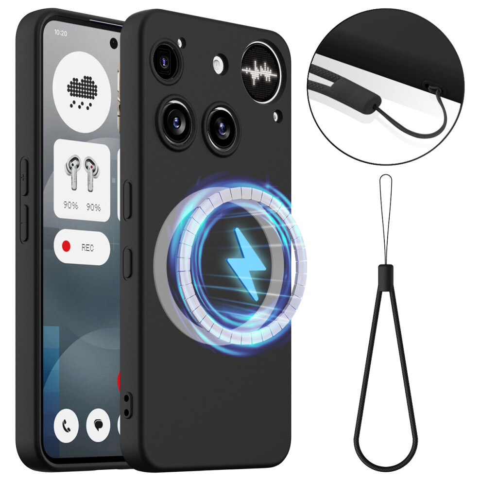 (Black) For Nothing Phone (3) 5G Magnetic Case Anti-Drop Liquid Silicone Phone Cover Black 6914295017510