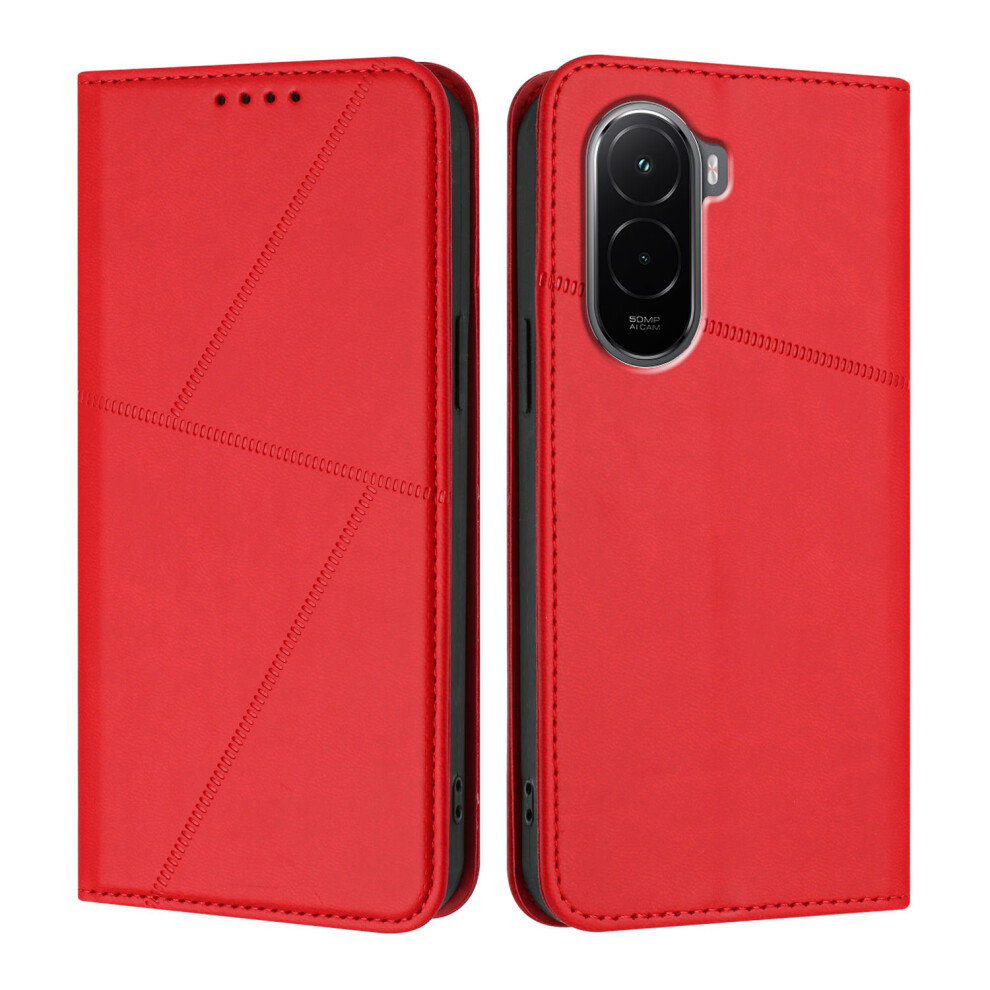(Red) For Xiaomi Poco M7 4G (169Mm) Wallet Case Magnetic Closure Leather Flip Phone Cover With Stand Red 6914298949597