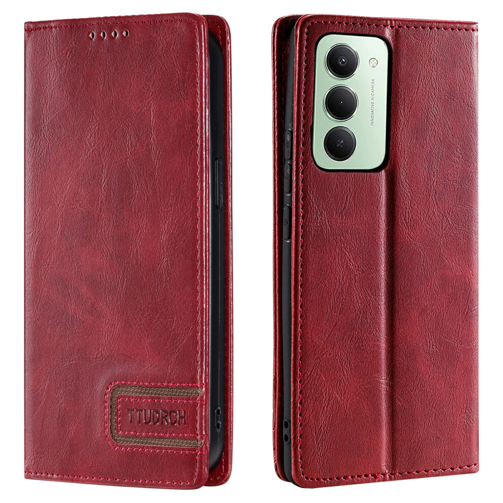 (Wine ) Ttudrch Style 007 For Xiaomi Mi 15 5G (Eu) (171Mm) / 4G (Eu) (171Mm) Leather Case Rfid Blocking Wallet Stand Phone Cover Red 6914290871919