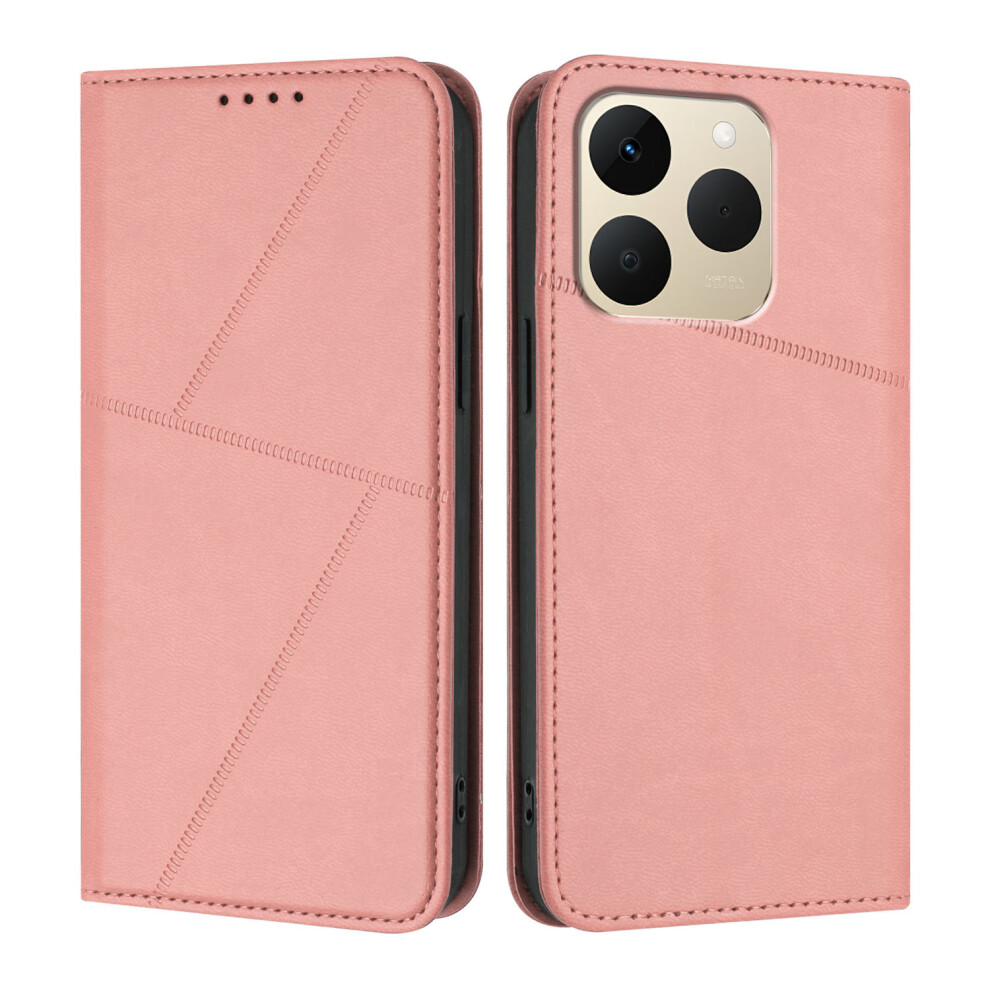 (Pink) For Realme 15T 5G Wallet Case Magnetic Closure Leather Flip Phone Cover With Stand Pink 6914293236401