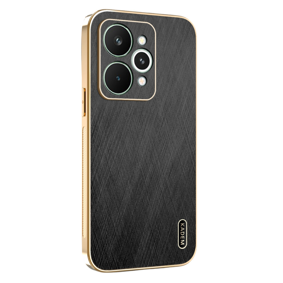 (Black) Kadem For Realme 15 5G Case Electroplating Silk Texture Pu + Tpu Phone Back Cover Black 6914295610698