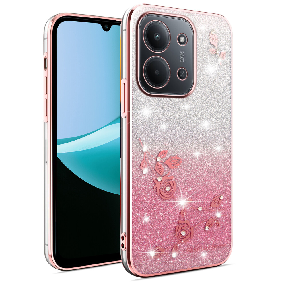 (Rose ) Kadem Phone Case For Xiaomi Redmi 15C 4G (Eu) (173Mm) / 15C 5G (Eu) (173Mm) / Poco C85 4G (173Mm) Flower Tpu Flexible Gradient Bac Gold 6914298161494