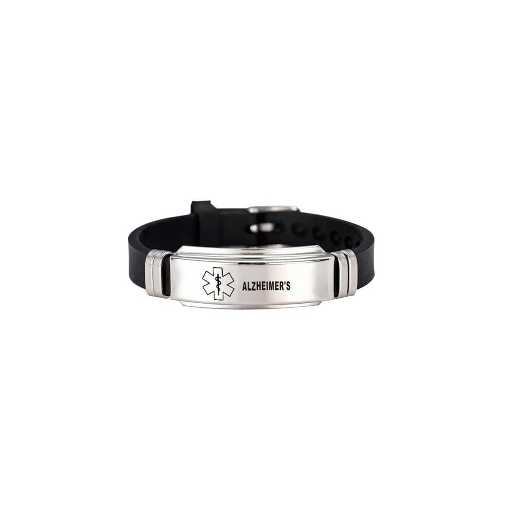 Medical Alert Id Bracelet One Size Black 962029559351