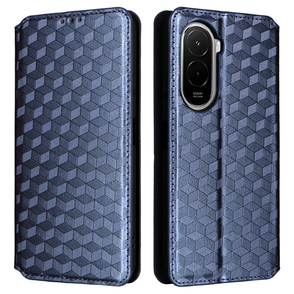 (Blue) For Xiaomi Poco M7 Plus 5G / Poco M7 4G (169Mm) Case Wallet Rhombus Imprinted Leather Phone Cover Blue 6914296226973