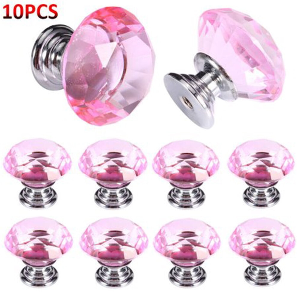 Faginey Crystal Glass Cabinet Knob Diamond Shape 30Mm 10 Pcs 940684982516