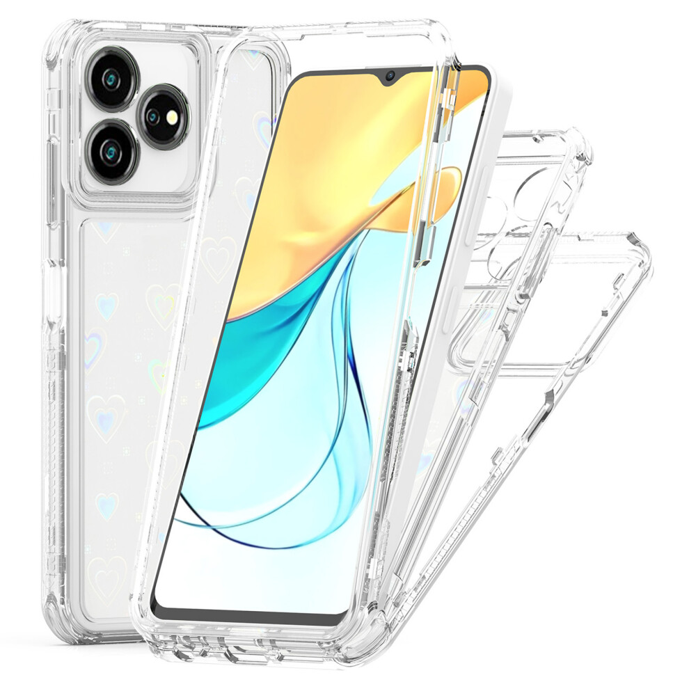 (Hearts) For Zte Axon 50 Lite Case Precise Cutouts Acrylic Tpu Clear Phone Cover With Laser-Printed Film 6914299858256