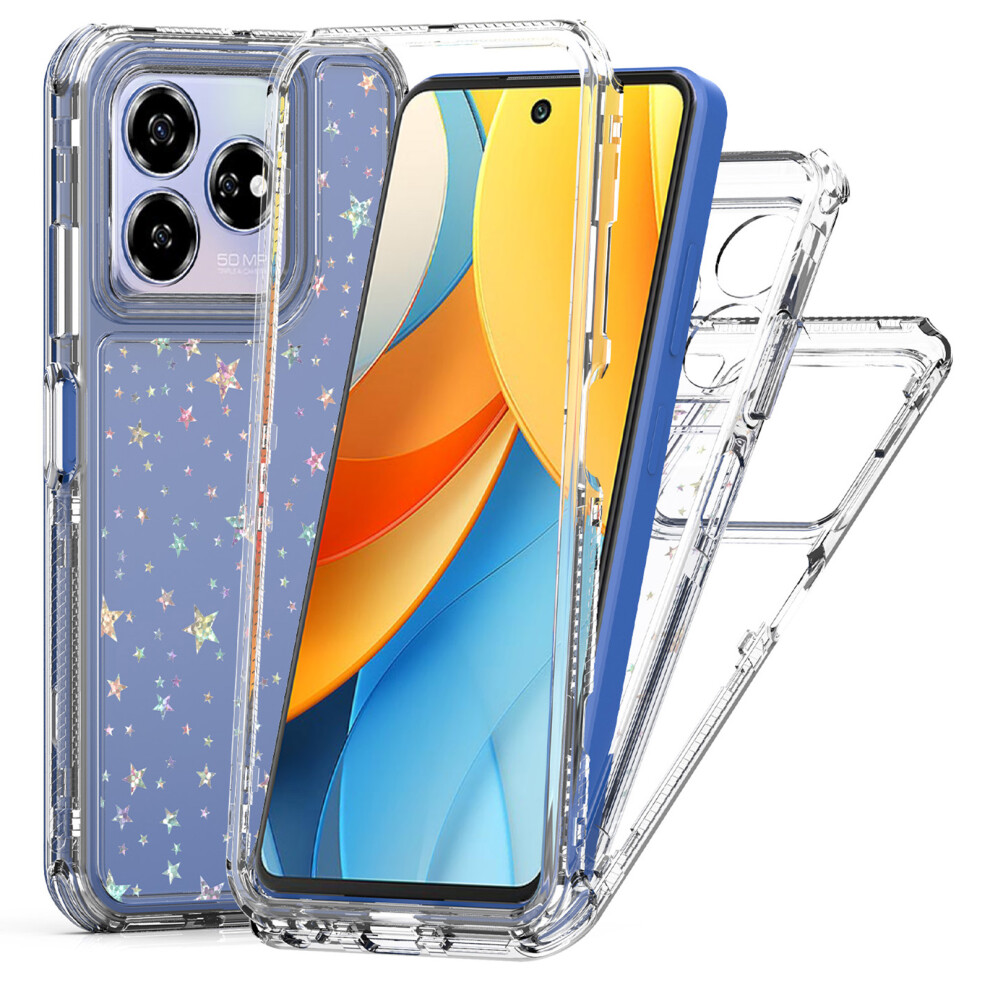 (Stars) For Zte Axon 60 Lite Case Precise Cutouts Acrylic Tpu Clear Phone Cover With Laser-Printed Film 6914299297826
