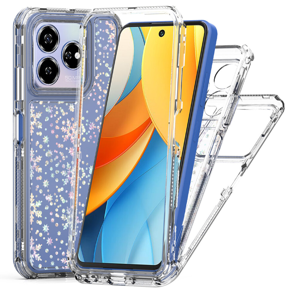 (Snowflakes) For Zte Axon 60 Lite Case Precise Cutouts Acrylic Tpu Clear Phone Cover With Laser-Printed Film 6914293235671