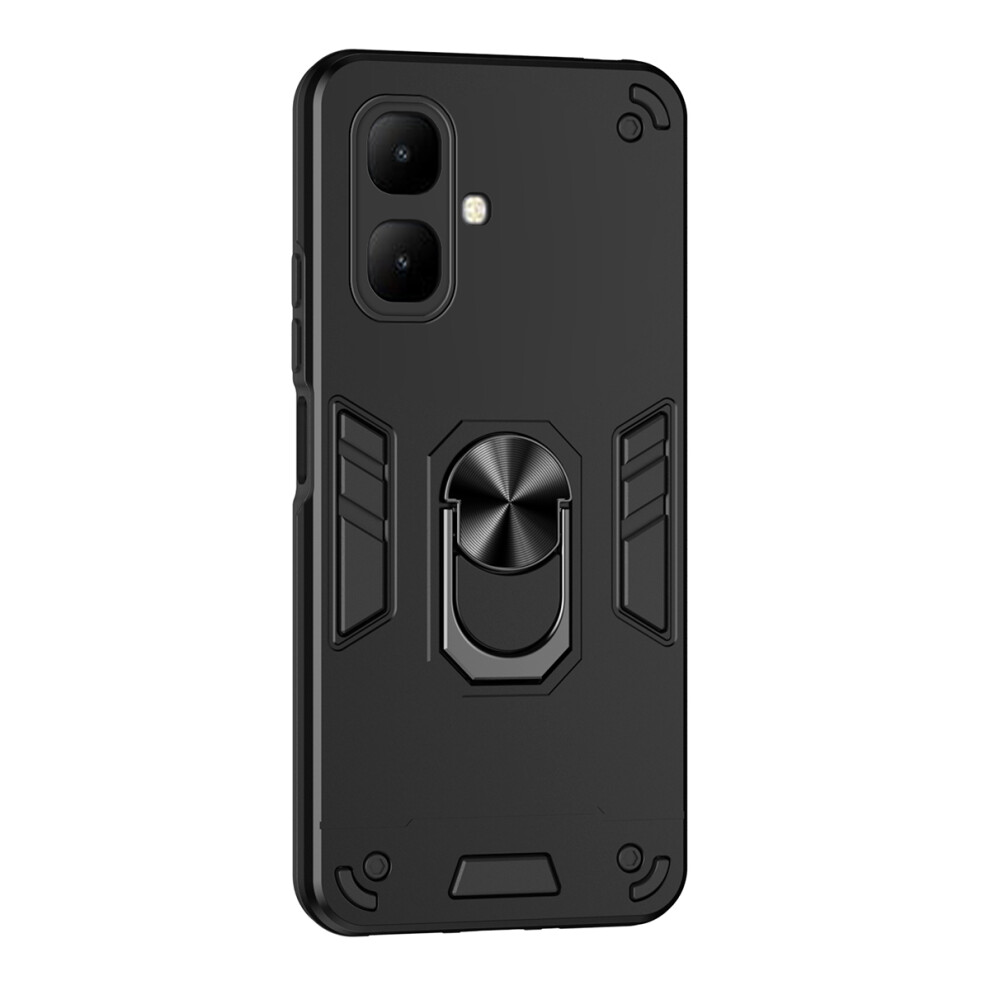(Black) For Infinix Smart 10 Case Pc + Tpu Drop Defend Phone Cover With Ring Kickstand Black 6914295128612