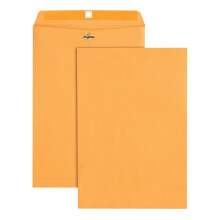 Envelopes com fecho da marca Office Depot, 25,4 cm x 38,1 cm, marrom, caixa com 100 unidades.