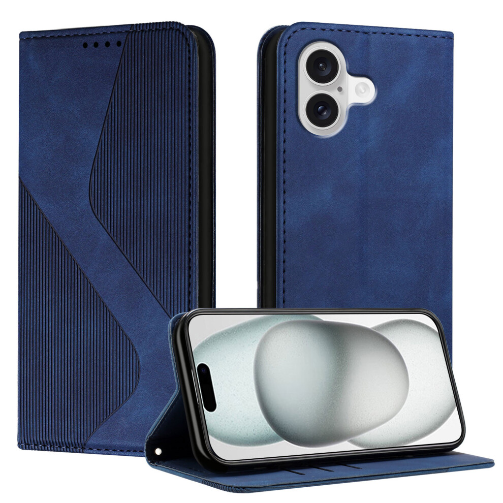 (Blue) For Iphone 17 Phone Cover Skin-Touch Feel Leather Wallet Case With Stand Blue 6914293038869