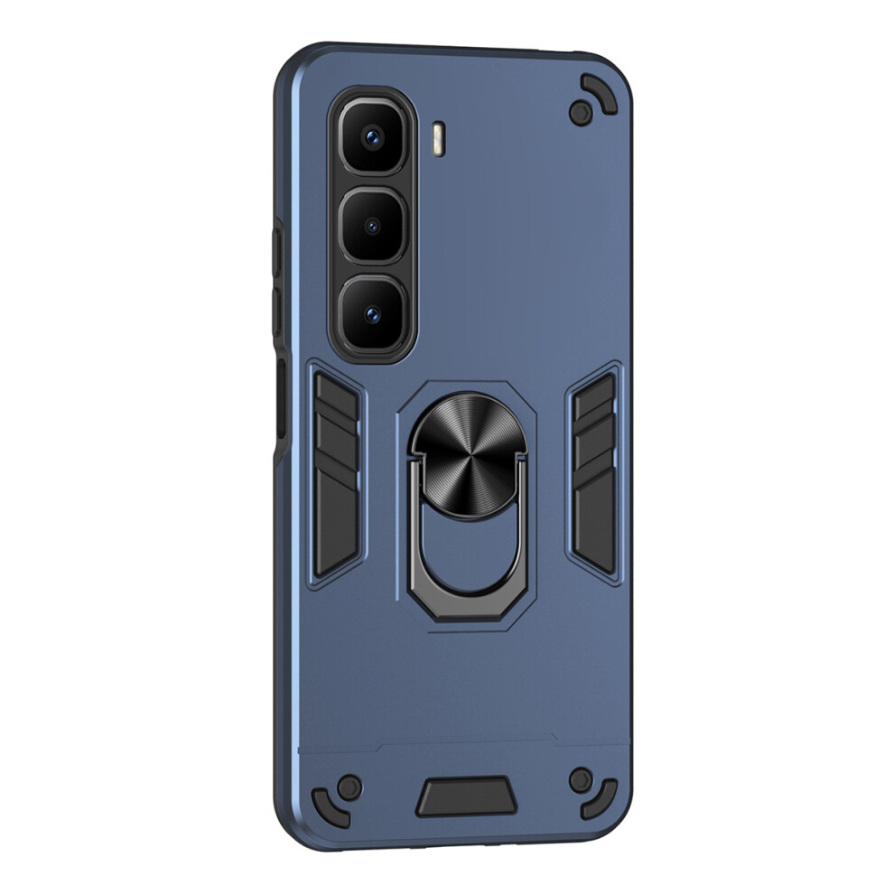 (Blue) For Infinix Hot 60 Pro+ 4G Case Pc + Tpu Drop Defend Phone Cover With Ring Kickstand Blue 6914295689946