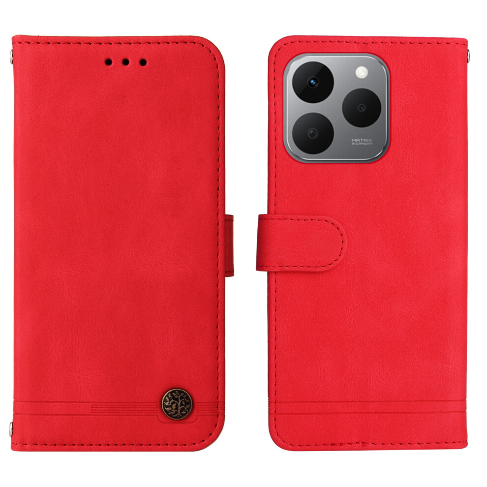 (Red) For Realme 15T 5G Leather Wallet Cases Skin Touch Phone Cover Stand With Strap Red 6914298146996