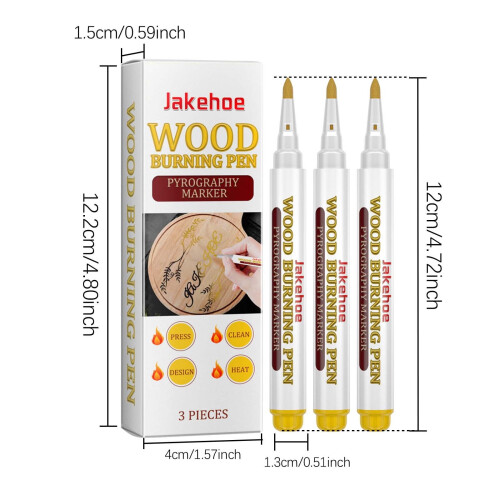 Wood Burning Pen Set – 3pcs Scorch Marker, 15ml 2