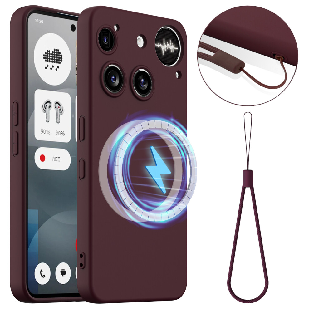 (Wine ) For Nothing Phone (3) 5G Magnetic Case Anti-Drop Liquid Silicone Phone Cover Red 6914292670985