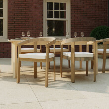 CHARLES BENTLEY Set of 2 FSC Acacia Curved Back Dining Chairs Outdoor Cushions Included 100% FSC-Certified Wood Removable Zip Covers Natural Wood