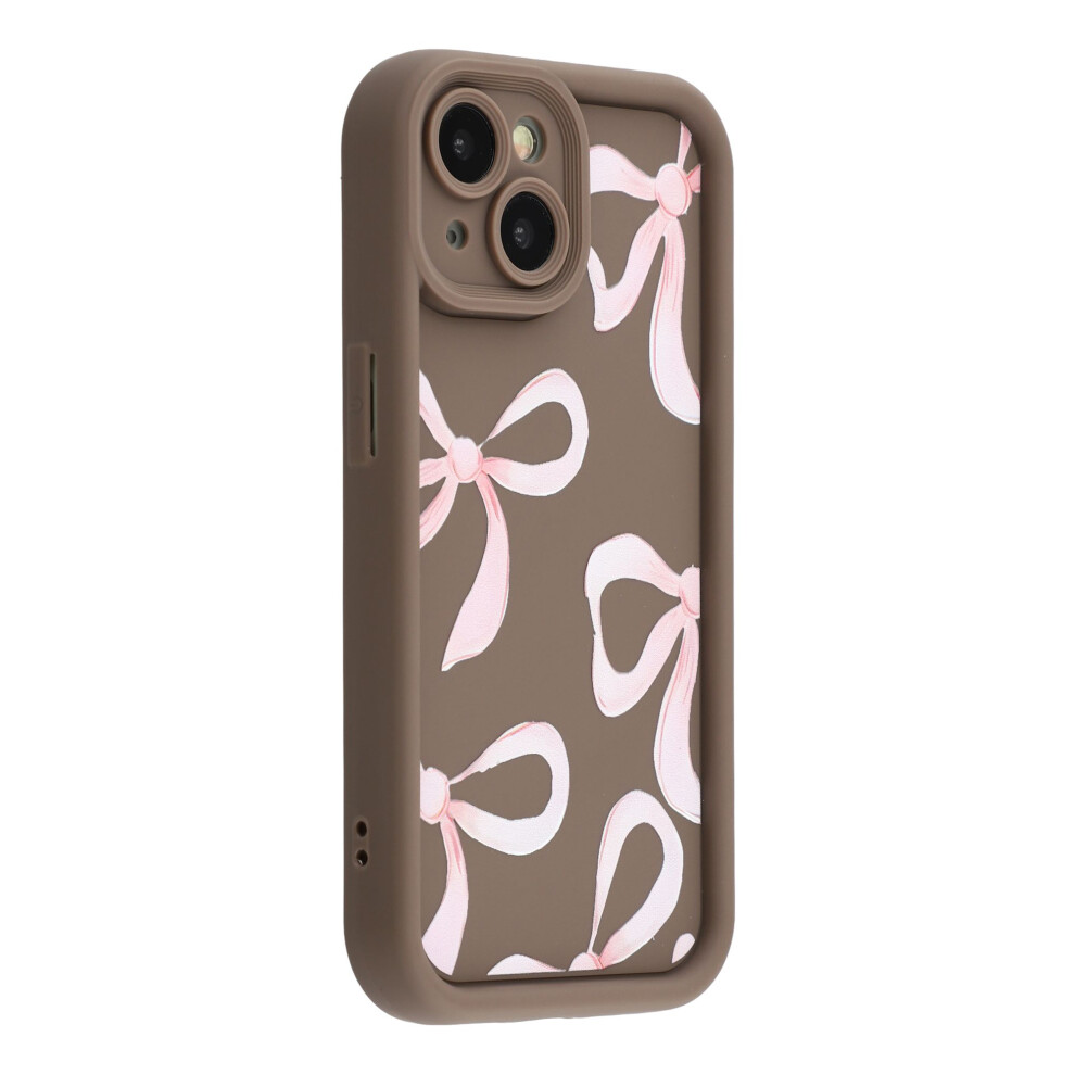 (Big Bow / ) For Iphone 13 Case Aesthetic Pattern Print Tpu Shockproof Phone Cove Brown 6914292354496