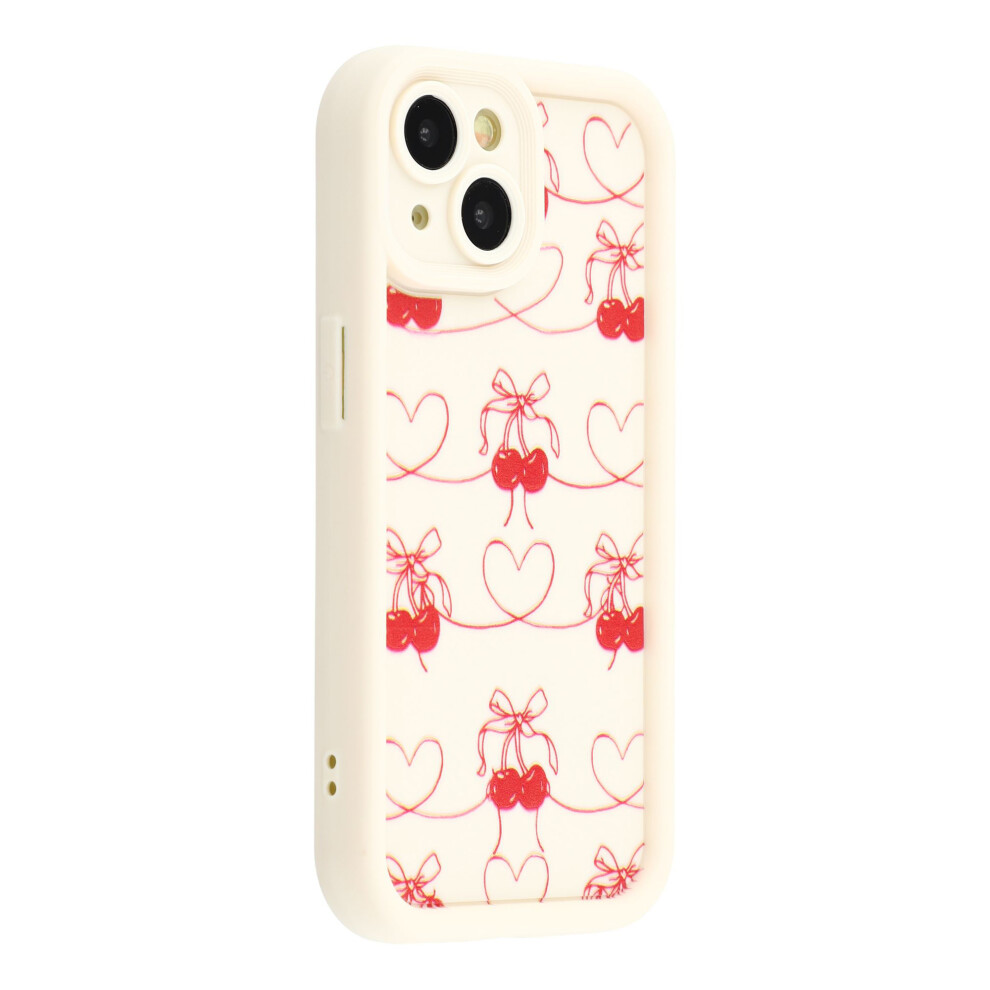 (Cherry Bow / White) For Iphone 13 Case Aesthetic Pattern Print Tpu Shockproof Phone Cove White,Red 6914299449577