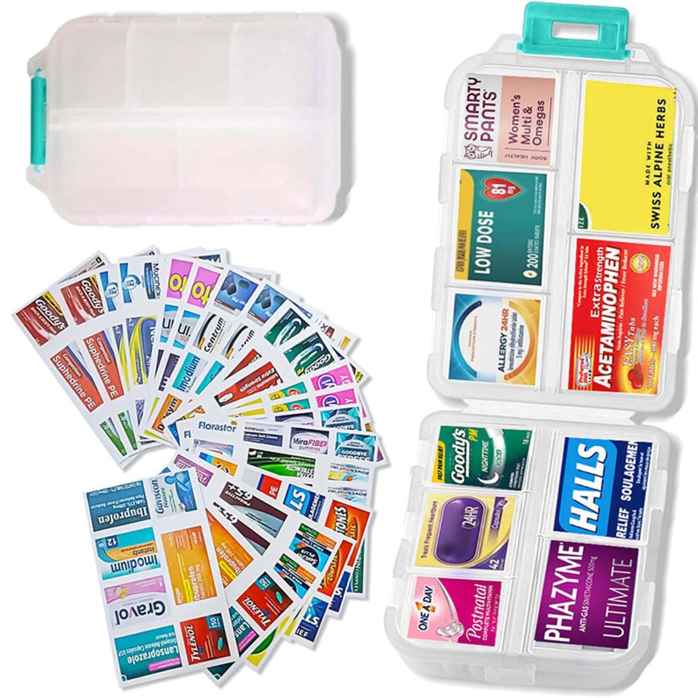 Pill Organizer with Labels 7-Day White Case