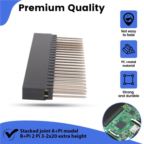 2 x 20(40 Pin) Stacking Header for Raspberry Pi A+/B+/Pi 2/Pi 3 Extra Tall Header (Pack of 4) 2