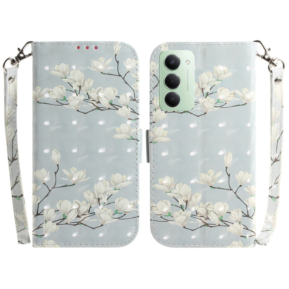 (Magnolia) For Xiaomi Redmi 15 5G (Global) (169Mm) Case Pattern Printing Leather Wallet Phone Cover With Wrist Strap 6914291666019