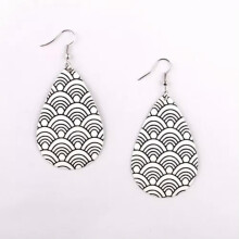Boucles d'oreilles RSAMD Fashion Waves en cuir PU blanc, motif goutte d'eau - Bijou unique pour femme