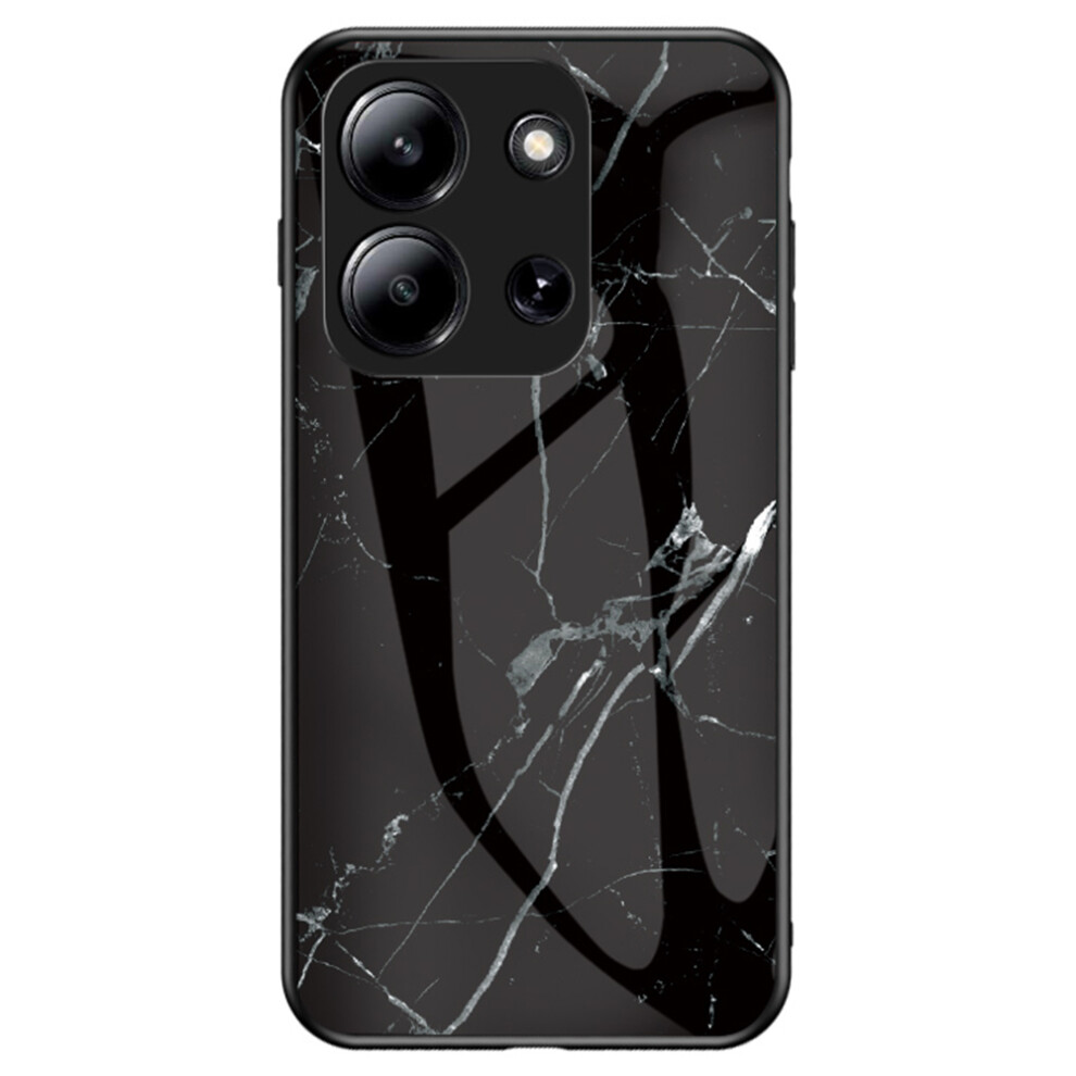 ( Marble) For Xiaomi Redmi 15C 4G (Global) (171Mm) / Poco C85 4G (171Mm) Case Marble Pattern Tempered Glass + Pc + Tpu Protective Phone Cove Black 6914296677577