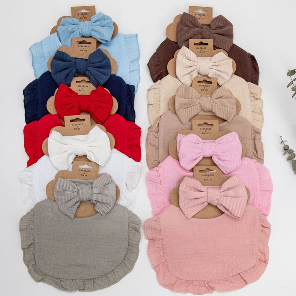 Muslin Baby Drool Bib with Bow Headband 5-Pack