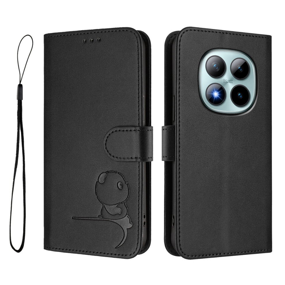 (Black) For Xiaomi Poco M8 Pro 5G / Redmi Note 15 Pro+ 5G (Global) Case Panda Imprint Rfid Blocking Wallet Leather Phone Cover With Wrist Black 6914295465786