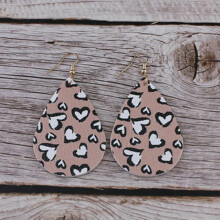 RSAMD love pattern vegan leather teardrop earrings coral