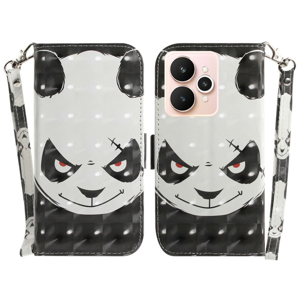 (Angry Panda) For Realme 15 Pro 5G / 15 5G Case Pattern Printing Leather Wallet Phone Cover With Wrist Strap 6914296228946