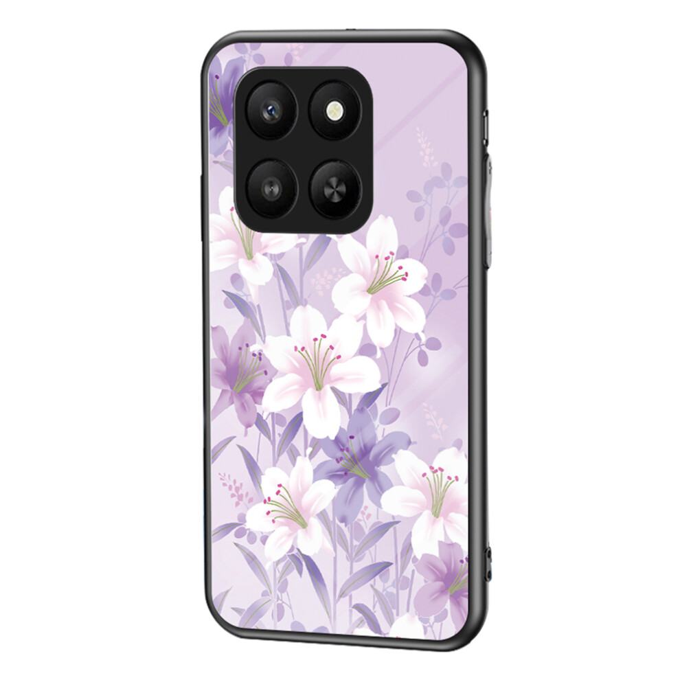 ( Magnolia) For Honor 400 Smart 5G / X7d 4G Case Floral Pattern Tpu + Tempered Glass Protective Phone Cover Purple 6914299541783