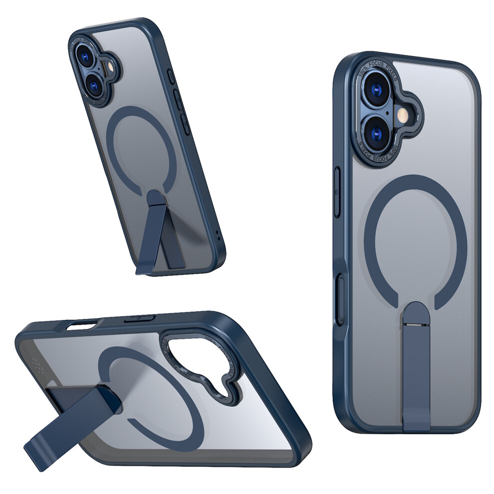 (Blue) For Iphone 17 Case Compatible With Magsafe Kickstand Tpu + Acrylic Phone Cover Blue 6914294740198