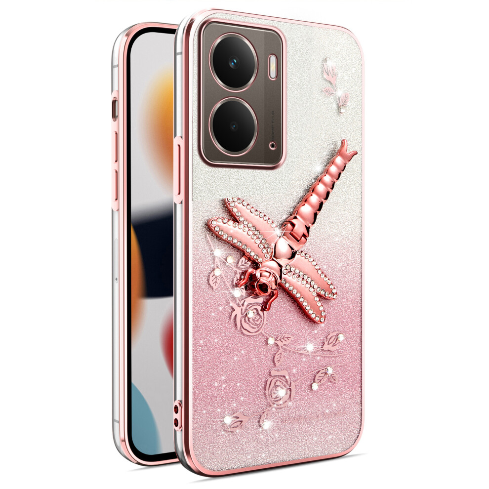 (Pink) Kadem For Realme P3 5G Case Dragonfly Kickstand Tpu Flowers Glitter Phone Cover Pink 6914295755030