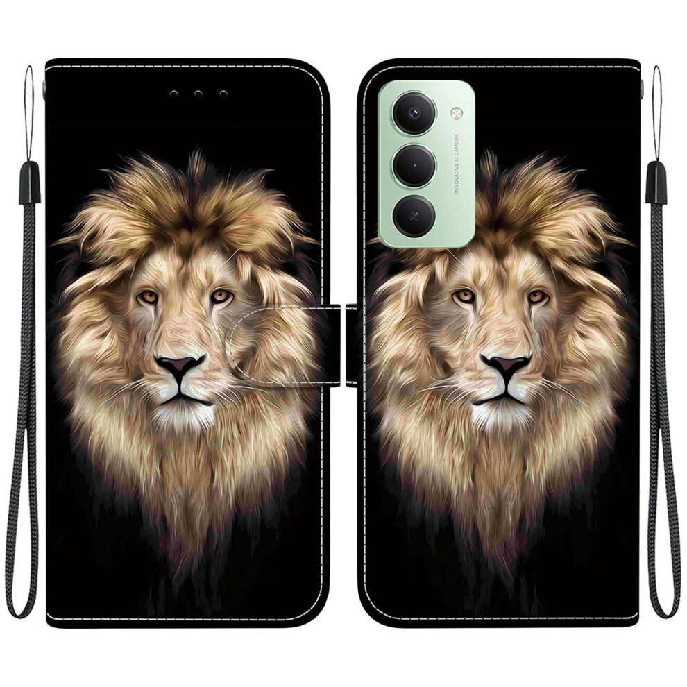 (Lion Head) For Xiaomi Redmi 15 5G (Global) (169Mm) Case Pattern Printing Leather Flip Wallet Phone Cover With Lanyard 6914298642337