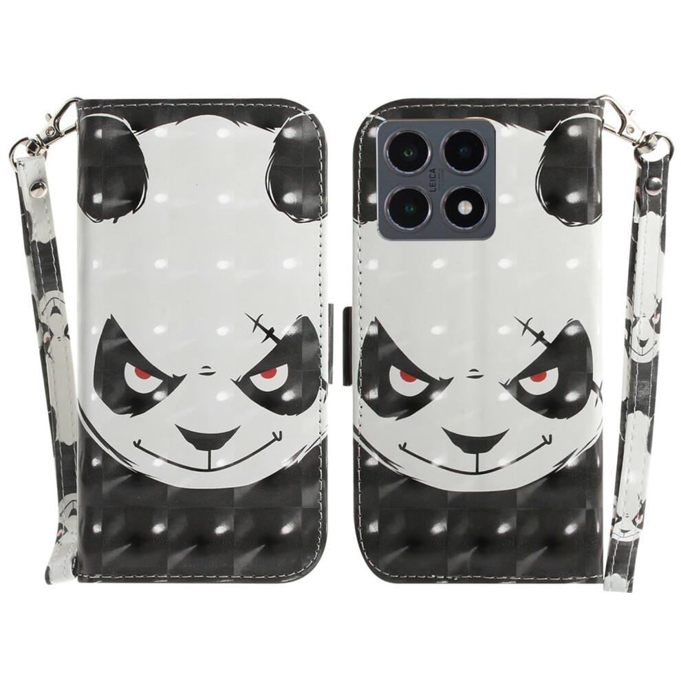 (Angry Panda) For Xiaomi 15T Case Pattern Printing Leather Wallet Phone Cover With Wrist Strap 6914296130638