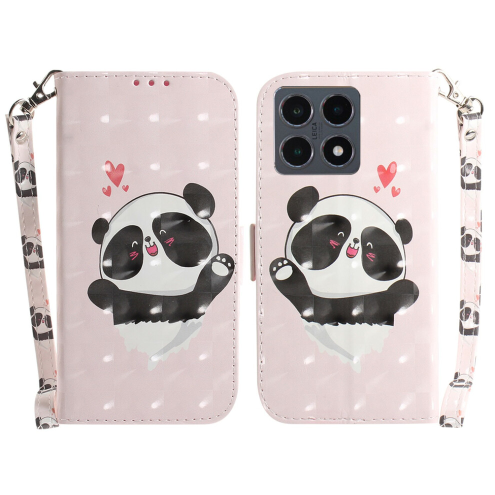 (Love Heart Panda) For Xiaomi 15T Case Pattern Printing Leather Wallet Phone Cover With Wrist Strap 6914293776556