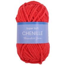 ThreadArt Chenillegaren voor haken, breien, amigurumi, superzacht pluche fluweelgaren - 50 gram 60 yards #5 pluizig garen strengen - rood