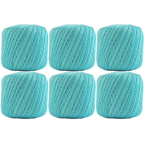 Crochet Thread Size 10 Aqua 100% Mercerized Cotton 6-Pack
