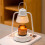 Weiße Vintage-Tischlampe mit Kerzenwärmer, Timer und 5