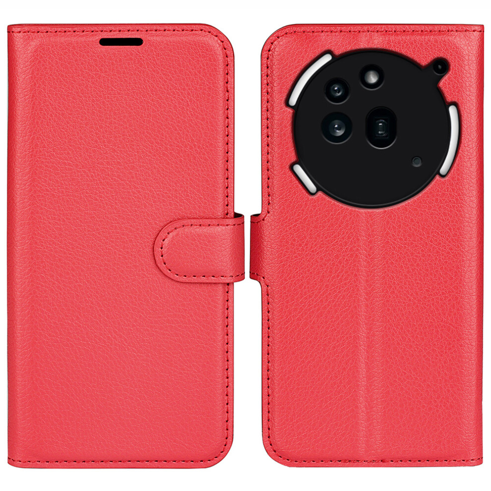 (Red) Amorus For Nothing Phone (3A) Pro Wallet Case Litchi Texture Shockproof Leather Flip Stand Phone Cover Red 6914297859736