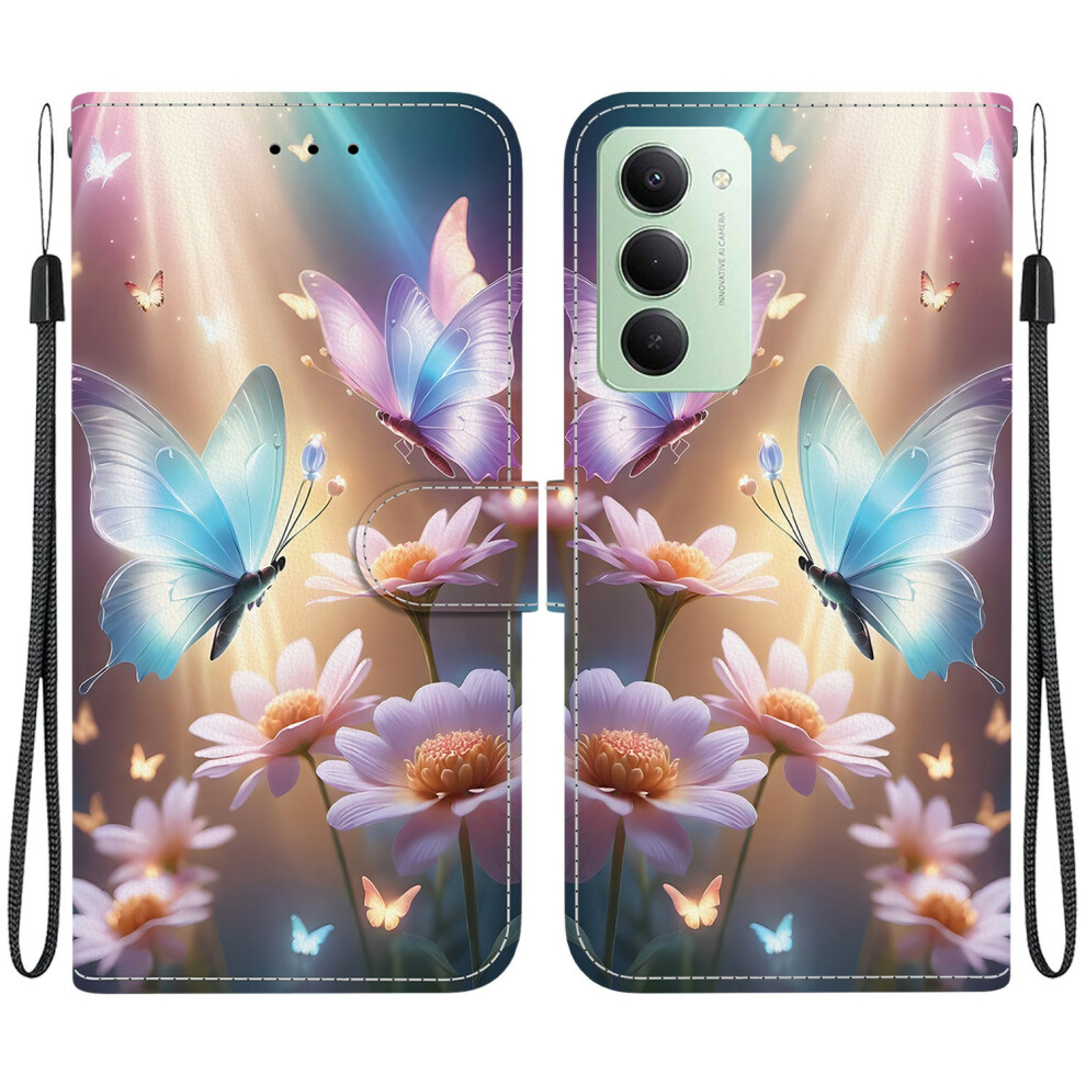 (Butterfly Floral) For Xiaomi Redmi 15 4G (Eu) (171Mm) Case Pattern Printing Leather Wallet Phone Cover With Lanyard 6914291402815