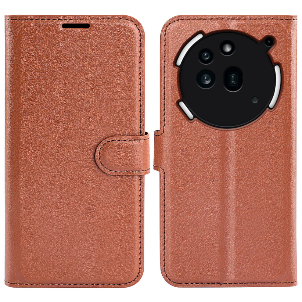 (Brown) Amorus For Nothing Phone (3A) Pro Wallet Case Litchi Texture Shockproof Leather Flip Stand Phone Cover Brown 6914290823918