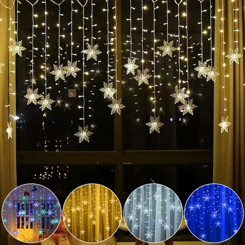 Hópehely fényfüzér 96 LED 4 méter 2