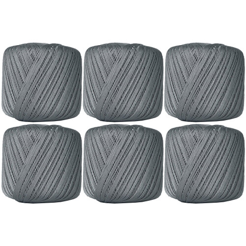 Mercerized Cotton Crochet Thread Size 10 Gray 6-Pack