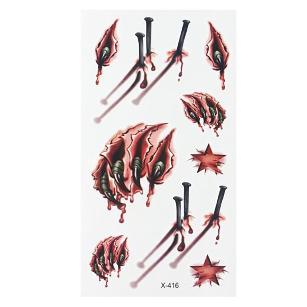 Halloween Scar Tattoo Stickers Realistic Wound Designs 12pcs