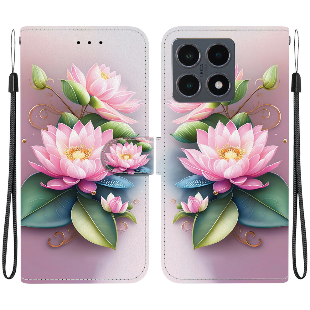 (Lotus) For Xiaomi 15T Case Pattern Printing Leather Flip Wallet Phone Cover With Lanyard 6914290098620