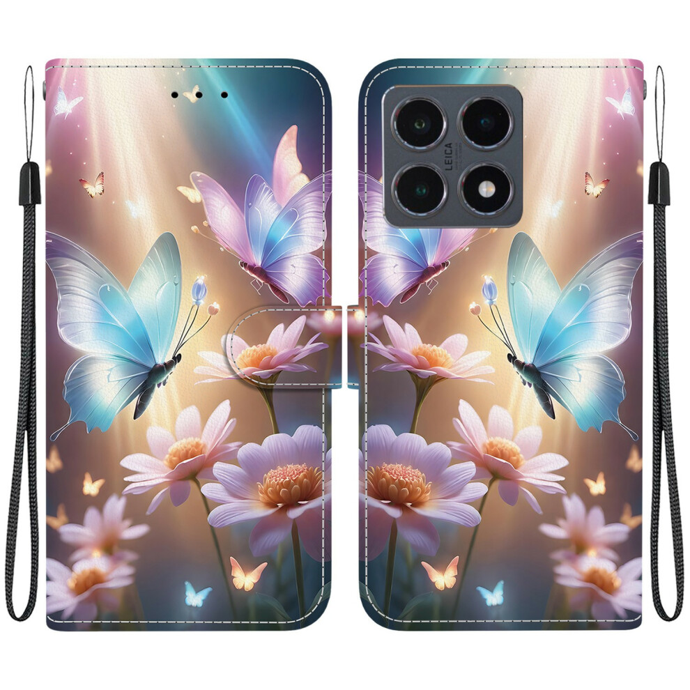 (Butterfly Floral) For Xiaomi 15T Case Pattern Printing Leather Flip Wallet Phone Cover With Lanyard 6914296495287