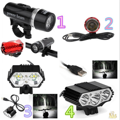 Waterproof LED Bike Headlight and Rear Flashlight Set 5 1