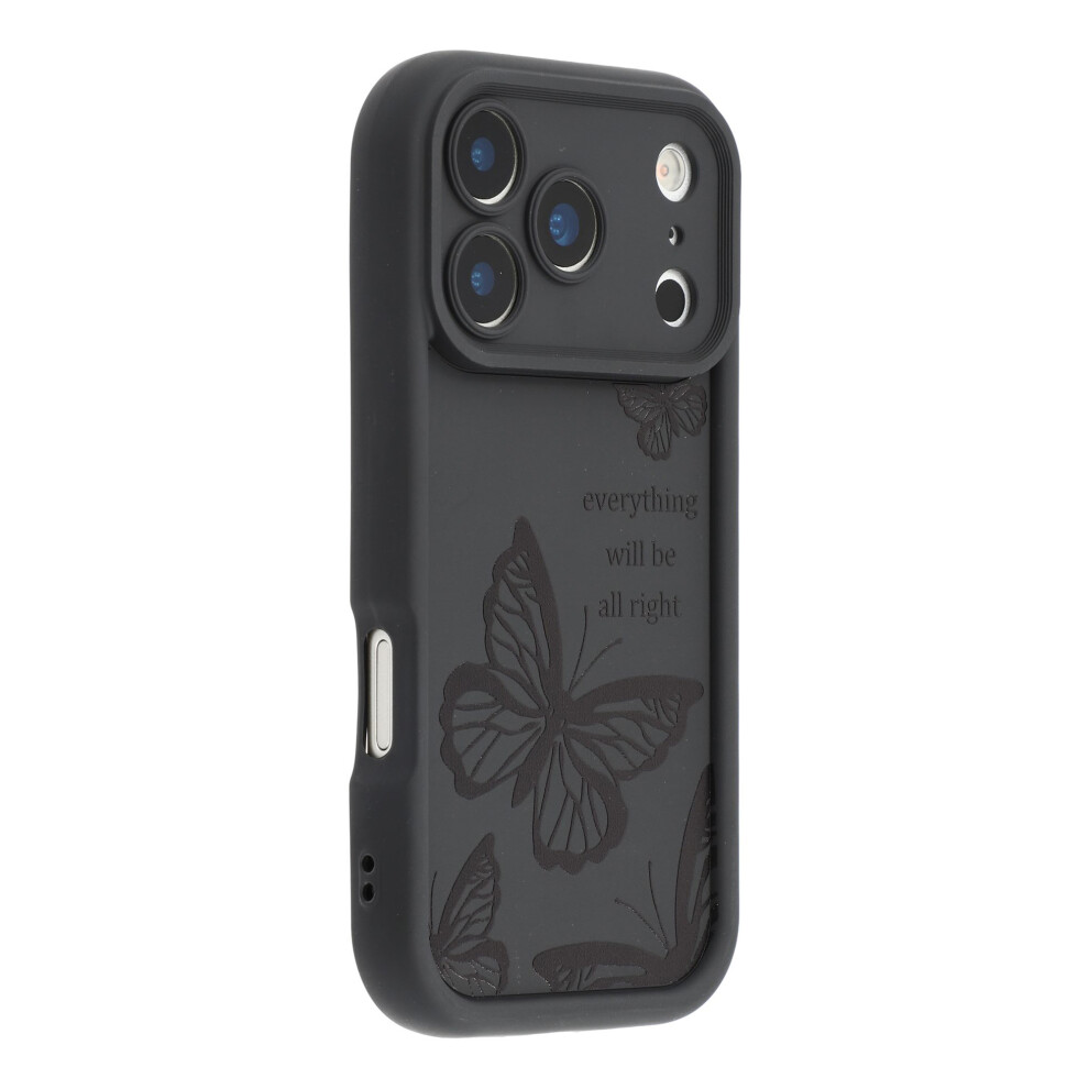 (Black) For Iphone 17 Pro Case Butterfly Print Tpu Shockproof Phone Back Cover Black 6914294370869